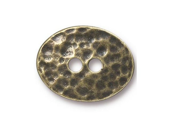 TierraCast Distressed Oval Button - Antiqued Brass Plated (Each)