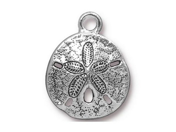 TierraCast Antiqued Silver Plated Britannia Pewter Sand Dollar Charm (Each)