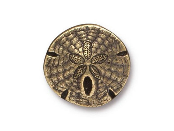 TierraCast 17mm Sand Dollar Button - Antiqued Brass Plated (Each)
