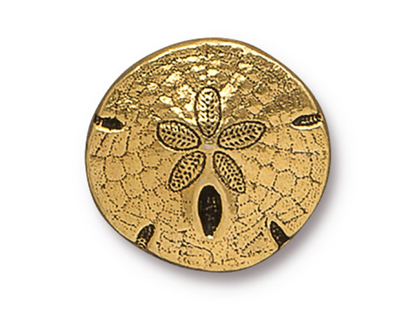 TierraCast Britannia Pewter Sand Dollar Button - Antiqued Gold Plated (Each)