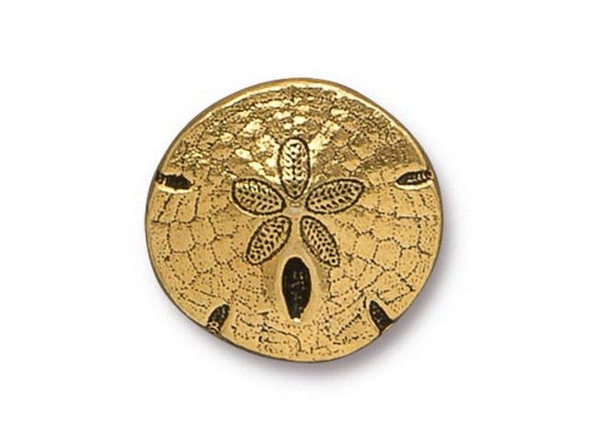 TierraCast Britannia Pewter Sand Dollar Button - Antiqued Gold Plated (Each)