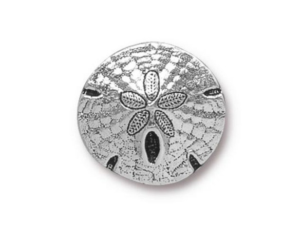 TierraCast Sand Dollar Button - Antiqued Silver Plated (Each)