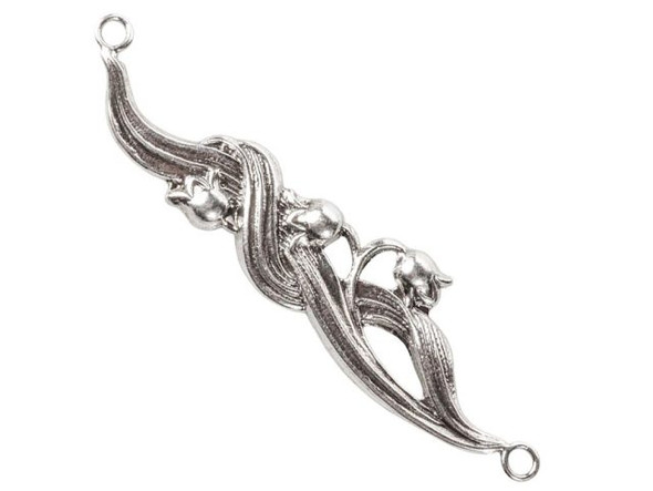 Sterling Silver Lily of the Valley Swirl Jewelry Connector, 2 Loop (Each)