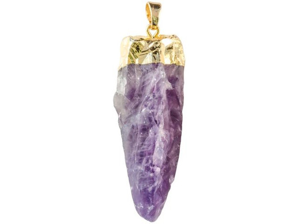 Amethyst Gold Plated Irregular Gemstone Pendant (Each)