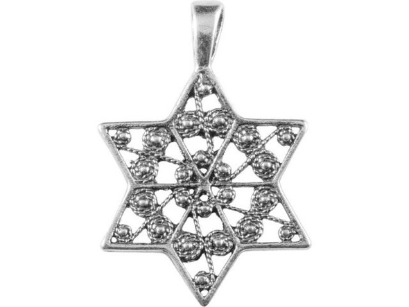 Sterling Silver Star of David Filigree Pendant (Each)