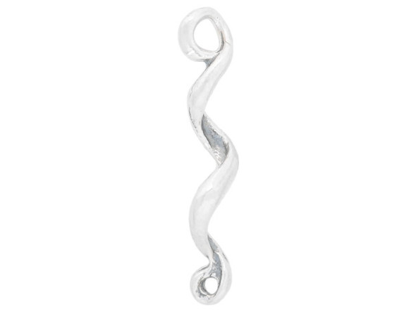 Sterling Silver Twisty Bar Jewelry Connector, 2 Loop (Each)