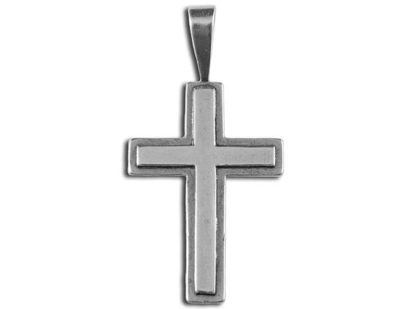 Sterling Silver Cross Pendant, 41x21mm (Each)