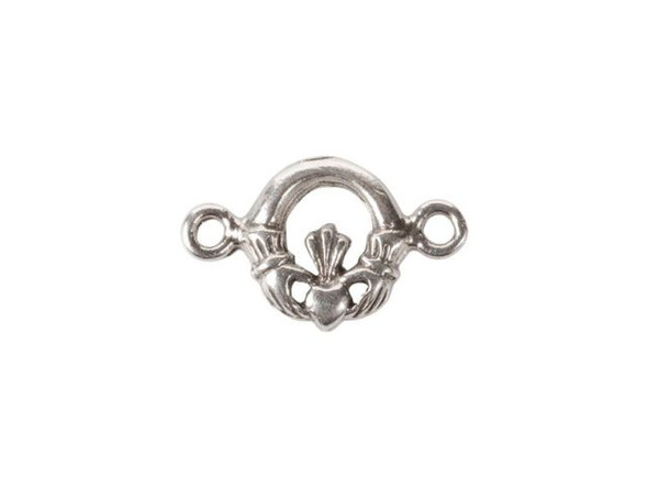 Sterling Silver Claddagh Jewelry Connector, 2 Loop (Each)