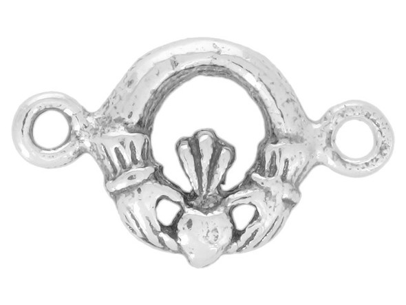 Sterling Silver Claddagh Jewelry Connector, 2 Loop (Each)