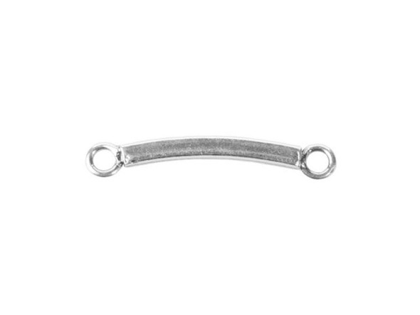 Sterling Silver Curved Square Bar Jewelry Connector, 2 Loop (Each)
