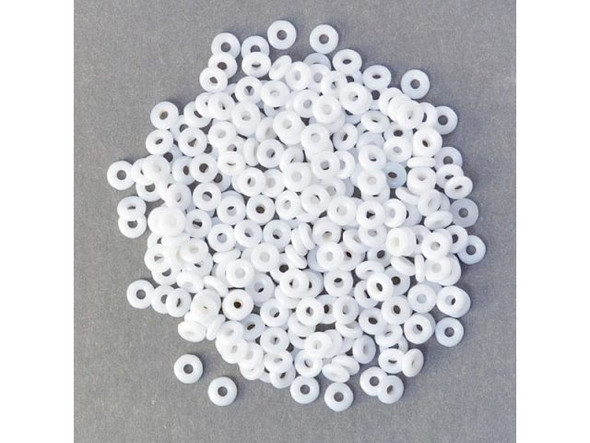 Czech Glass Bead, O, 3.8x1mm - Chalk White (Tube)