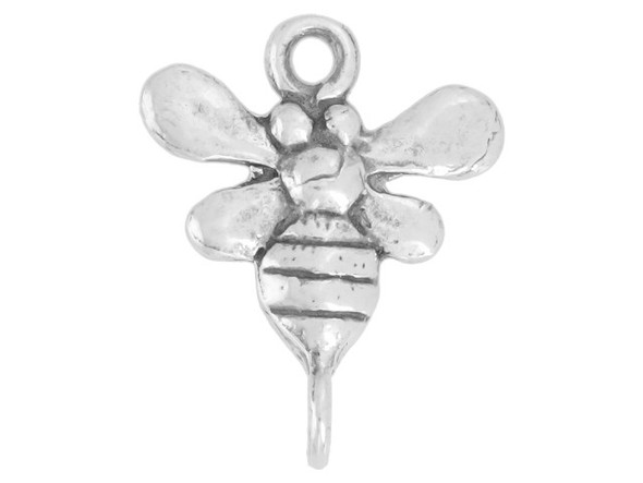 Sterling Silver Bumblebee Jewelry Connector, 2 Loop (Each)