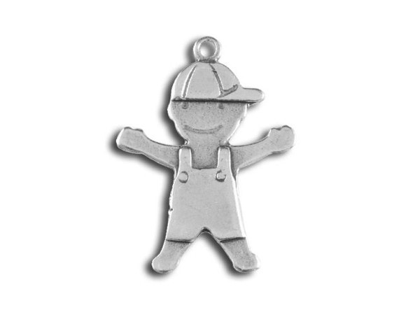 Sterling Silver Boy Charm, 19x14mm (Each)