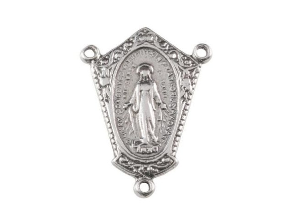 Sterling Silver Rosary Center, 20x15mm (Each)