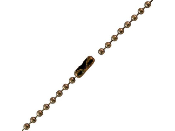 Antiqued Brass Plated Semi-Finished Stainless Steel Ball Chain, 2.4mm (Each)