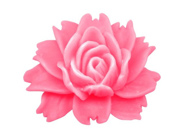 Resin Flower, Rose, 35x45mm - Pink (10 Pieces)