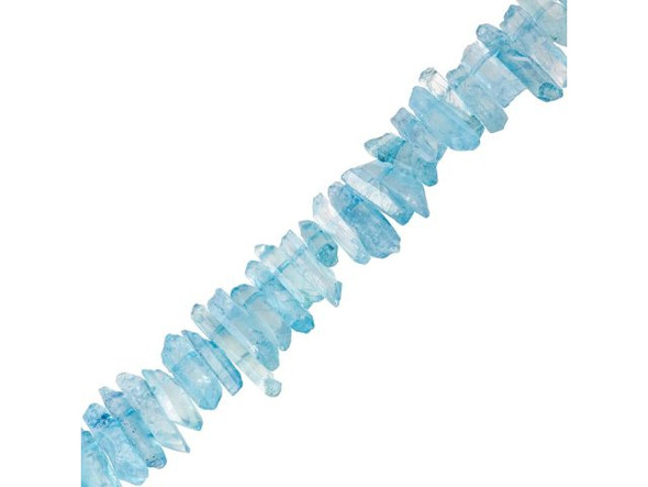 Rock Crystal Quartz Gemstone Bead, Graduated Points, Blue (strand)