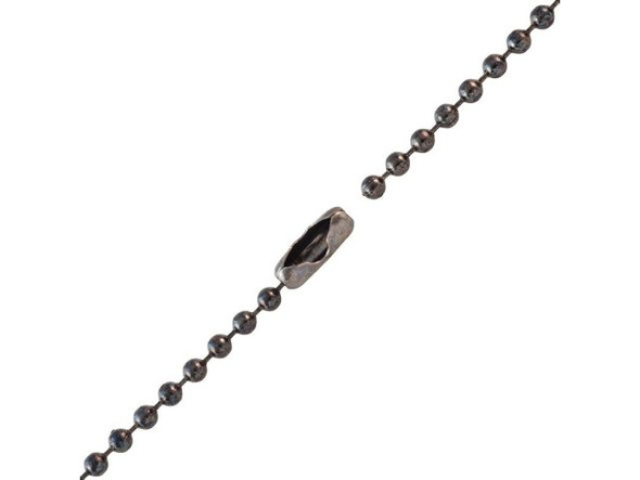 Gunmetal Plated Semi-Finished Stainless Steel Ball Chain, 2.4mm (Each)