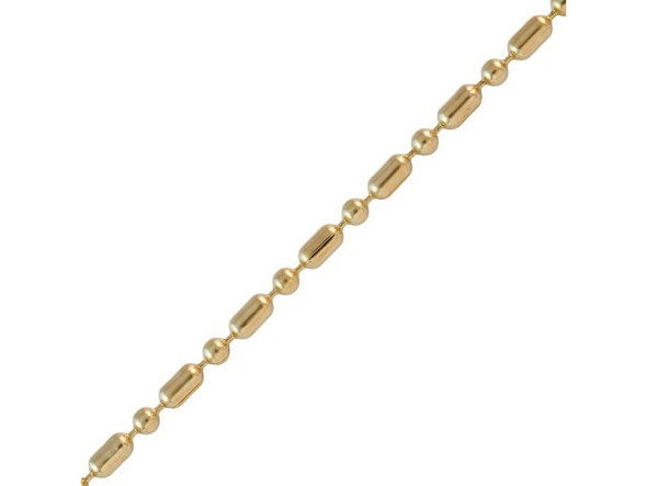 Brass Plated Steel Ball and Bar Chain, 2.4mm (Spool)