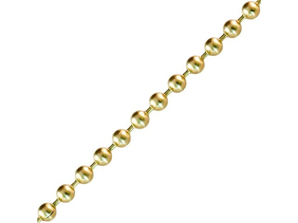 Brass Plated Steel Ball Chain, 2.1mm By The FOOT (foot)
