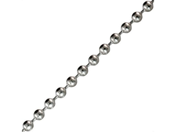 White Plated Steel Ball Chain, 2.1mm By The FOOT (foot)