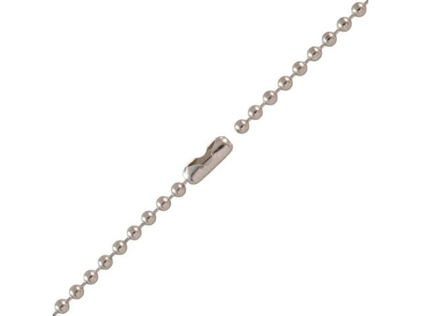 White Plated Semi-Finished Stainless Steel Ball Chain, 2.4mm (Each)