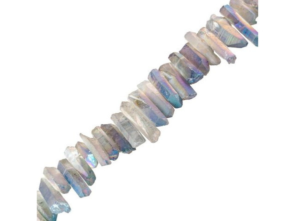 Rock Crystal Quartz Gemstone Bead, Graduated Points, Rainbow Plated (strand)