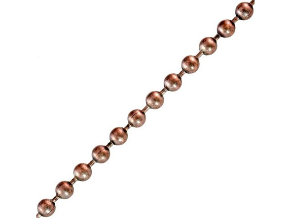 Antiqued Copper Plated Steel Ball Chain, 2.1mm By The FOOT (foot)