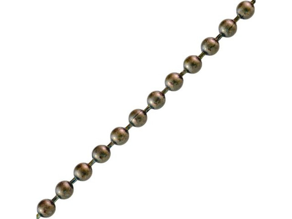 Antiqued Brass Plated Steel Ball Chain, 2.1mm By The FOOT (foot)