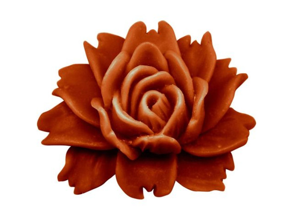 Resin Flower, Rose, 35x45mm - Red (10 Pieces)