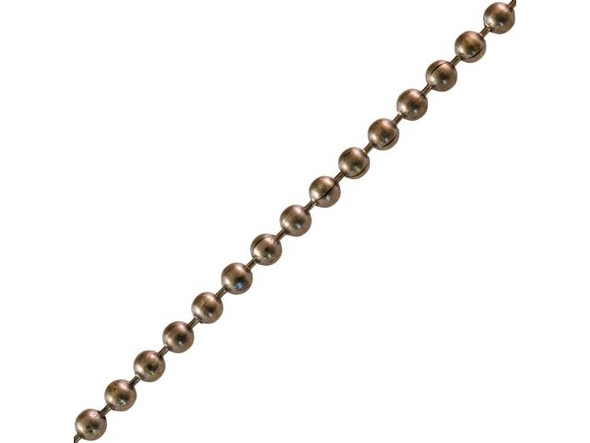 Antiqued Brass Plated Steel Ball Chain, 1.8mm By The FOOT (foot)