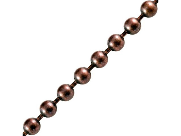 Antiqued Copper Plated Steel Ball Chain, 3.2mm By The FOOT (foot)