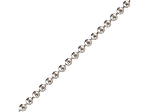 White Plated Steel Ball Chain, 1.8mm By The FOOT (foot)