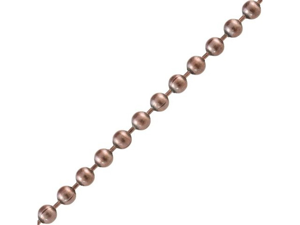 Antiqued Copper Plated Steel Ball Chain, 2.4mm By The FOOT (foot)