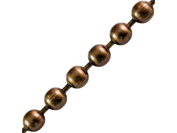 The platings on antiqued ball chain and accessories is not as durable as our typical platings. Just like items with a natural patina, normal wear will lighten the high points, while the crevices will remain dark. In order to keep the clasps dark, we recommend coating them with a spray lacquer sealer before wear.This style of chain by the foot is also available by the full spool.See Related Products links (below) for similar items and additional jewelry-making supplies that are often used with this item.