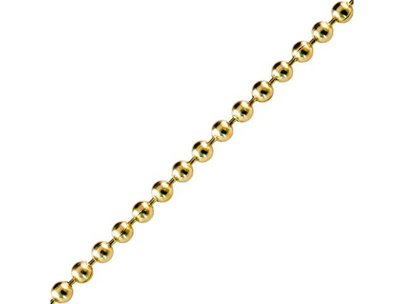 Brass Plated Steel Ball Chain, 1.8mm By The FOOT (foot)