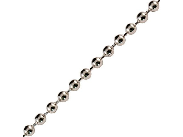 White Plated Steel Ball Chain, 2.4mm By The FOOT (foot)