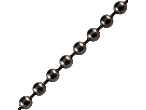 Gunmetal Plated Steel Ball Chain, 3.2mm By The FOOT (foot)