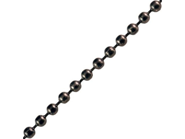 Gunmetal Plated Steel Ball Chain, 2.4mm By The FOOT (foot)