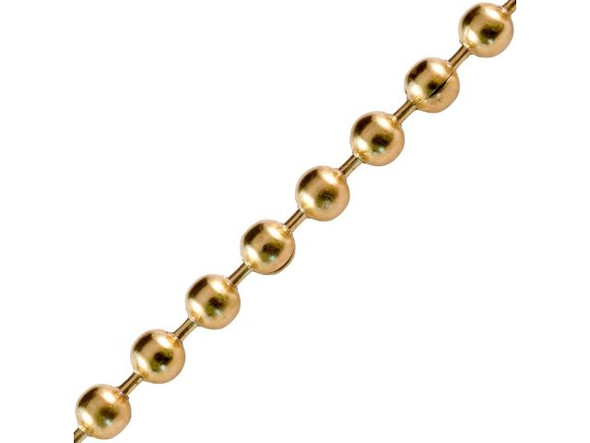 Brass Plated Steel Ball Chain, 3.2mm By The FOOT (foot)