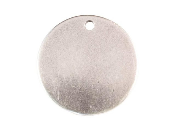JBB Antiqued Silver Plated 19mm Round Pewter Blank with Hole (Each)