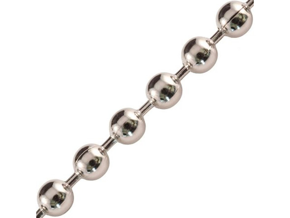 White Plated Steel Ball Chain, 4.8mm By The FOOT (foot)