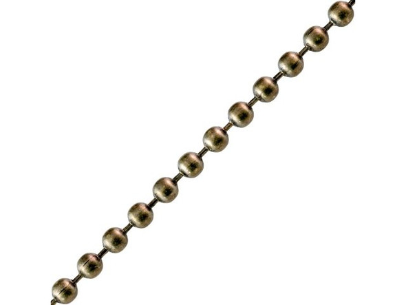 Antiqued Brass Plated Steel Ball Chain, 2.4mm By The FOOT (foot)