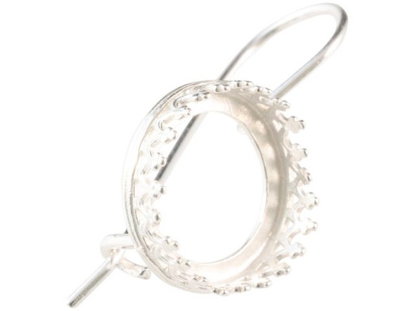 Locking Ear Wire with 14mm Crown Bezel Setting - Silver Plated (pair)