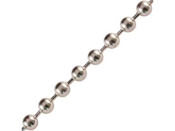 33ft Stainless Steel Ball Chain 3mm Bead Dog Tag Chain Beaded