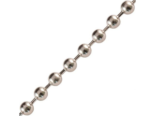 White Plated Steel Ball Chain, 3.2mm By The FOOT (foot)