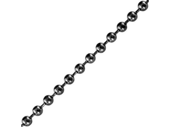 Gunmetal Plated Steel Ball Chain, 2.1mm By The FOOT (foot)
