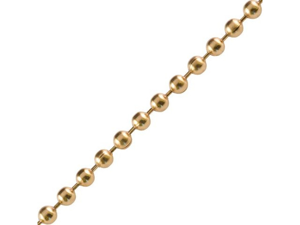 Brass Plated Steel Ball Chain, 2.4mm By The FOOT (foot)