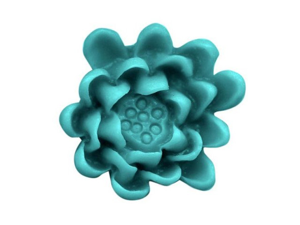 Resin Lotus Flower, 20mm - Turquoise (10 Pieces)