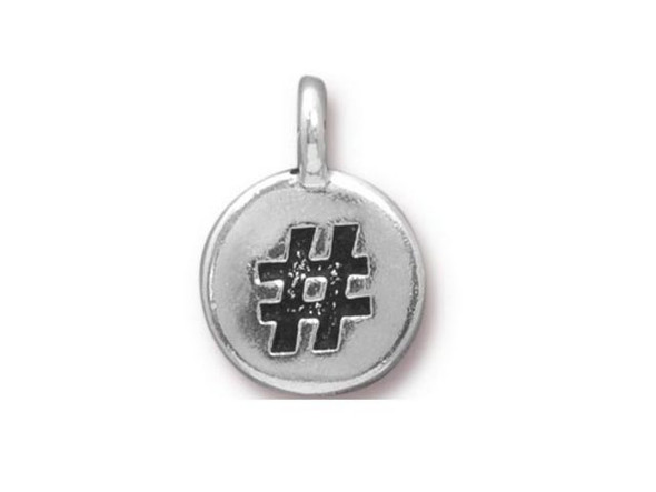 TierraCast Antiqued Silver Plated Hashtag Charm (Each)